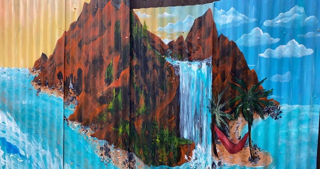 Mural on corrugated tin